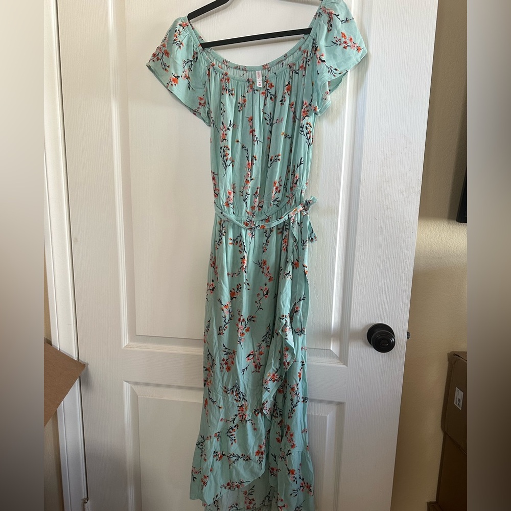 2/$30 Xhilaration Floral Hi Low Maxi Dress in Light Blue Size M